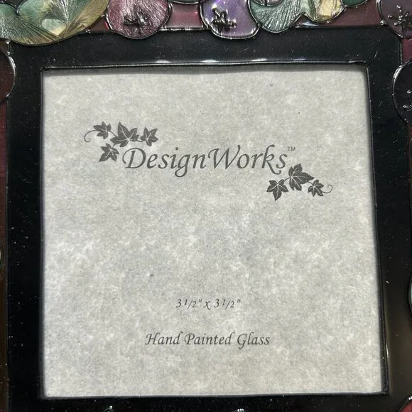 New Stain Glass Grapes Leafs Hand Painted Picture Frame 5.5 Design Works 3.5x3.5 - Picture 10 of 10